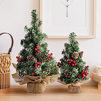 乐贴 小型圣诞树家用迷你桌面摆件2022新款圣诞节小树布置桌上灯装饰品