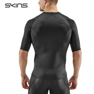 SKINS S1 男士短袖中裤 基础压缩衣压缩裤运动套装 跑步瑜伽速干 黑色 S