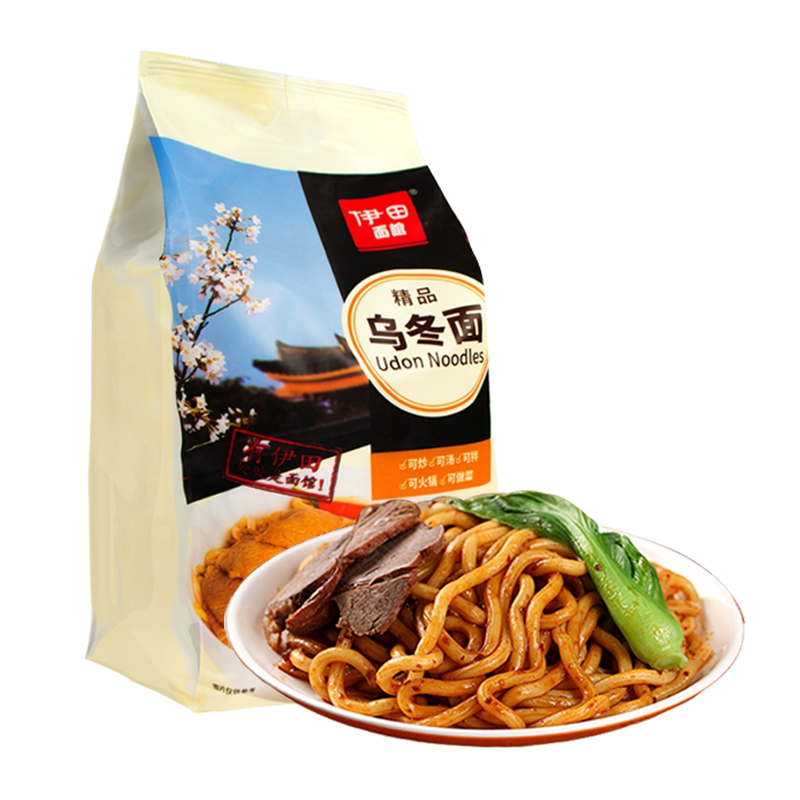 伊田 面馆乌冬面200g*5包车仔方便面挂面早餐拌面拉面宿意面无料包