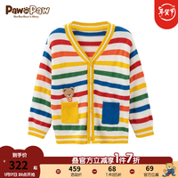 PawinPaw卡通小熊童装2024年春季男宝学院风印花针织开衫毛衣 混合色/Mix99 090