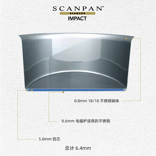 SCANPANImpact系列平底煎锅家用锅煎锅平底锅不锈钢炒菜锅 24cm