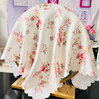 巧林儿化妆镜遮镜子布帘梳妆台镜子套罩遮盖镜子遮挡布盖镜面防尘盖布 盛世花颜 桌面圆镜盖布：90*90cm