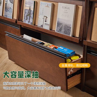 睿帆实木书柜落地防尘玻璃柜带门文件柜客厅组合收纳储物柜书房书厨 组合柜+顶部小柜【双柜】