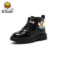 B.Duck bduck小黄鸭童鞋女童短靴秋款女孩小皮靴休闲时尚马丁鞋潮