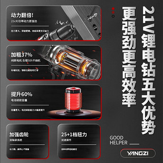 YANGZI 扬子 黑耀21V锂电双速工具箱+钻头套餐