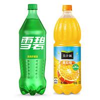 Fanta 芬达 可口可乐（Coca-Cola）雪碧 汽水+美汁源果粒橙果汁1.25L*2混合装