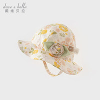 戴维贝拉(DAVE&BELLA)婴儿帽子小童遮阳帽女童渔夫帽外出儿童遮阳帽2024春季童帽 桔粉花朵 48 ( 帽围约46-48cm)