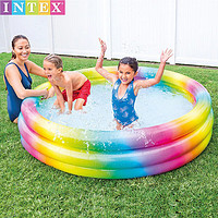 INTEX58439彩虹三圈充气游泳池儿童戏水池宝宝海洋球围栏池庭院洗澡池