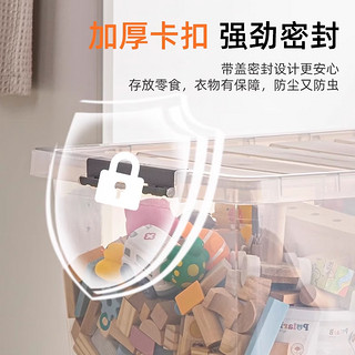 茶花（CHAHUA）透明收纳箱带盖收纳食品级材质儿童玩具零食衣服整理周转箱 2只90L【带滑轮】 加承重，可叠放