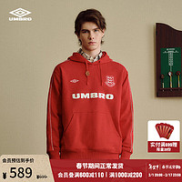 茵宝（Umbro）【任贤齐同款】六六大顺连帽卫衣加厚男女24龙年新年款 新年红 L