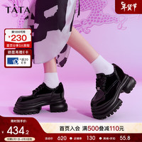 他她(TATA)英伦风厚底小皮鞋女复古减龄深口单鞋2024春DWCT1AM4 黑色 36