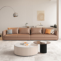 兰尼森意式轻奢真皮沙发极简小户型设计师香耐儿沙发客厅小黄牛皮 纳帕真皮沙发3.4米（乳胶款）