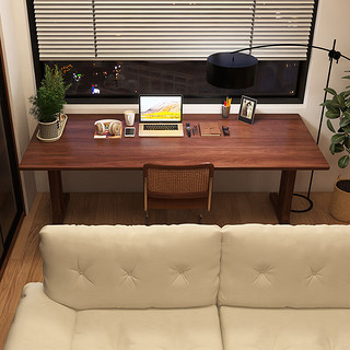 良工黑胡桃书桌实木办公桌去客厅化大长桌子工作台办公桌餐桌 1.6米长桌