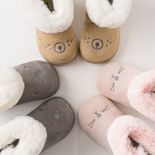 戴维贝拉儿童靴子冬季男女童靴子宝宝加绒保暖休闲中筒棉靴