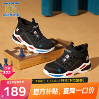 Skechers斯凯奇男童雪地靴儿童棉靴户外防水加绒运动鞋冬大童棉鞋403670L 黑色/BLK(常规不加绒) 36码