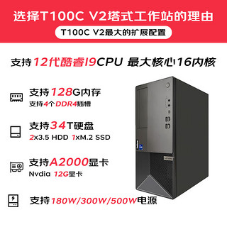 联想（LENOVO）T100C V2塔式服务器主机 设计建模渲染ERP办公电脑 T100C V2 奔腾G7400/8G/1T/集显/180W