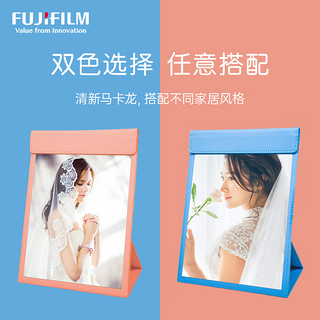 富士（FUJIFILM）皮质立式照片夹套餐 蓝色照片夹+8英寸晶彩绒面照片7张 可收纳