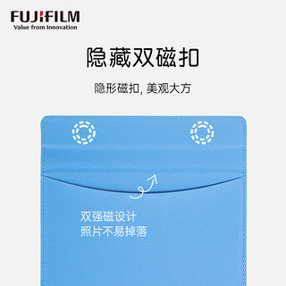 富士（FUJIFILM）皮质立式照片夹套餐 蓝色照片夹+8英寸晶彩绒面照片7张 可收纳