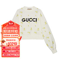 古驰（GUCCI）女士米色棉质小黄花刺绣带标志休闲卫衣 米色 XS