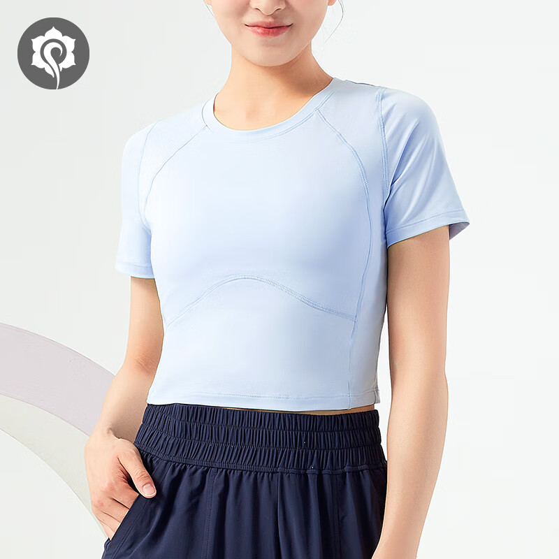 哈他瑜伽服女款上衣室内运动紧身衣高弹舒适性感蕾丝美背吸汗透气 星蓝 S