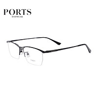 PORTS 宝姿 光学眼镜架男款半框简约休闲黑色可配度数镜片 POM62209