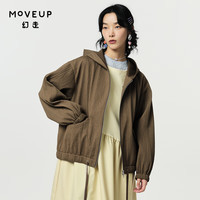 幻走(MOVEUP)2024春季yangyang系列连帽印花设计师短款外套女 卡其 XS