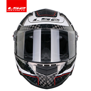 LS2摩托车头盔12K超轻碳纤维全盔蓝牙槽机车帽四季FF396 12K白频率（单镜片） 3XL（62-63头围）