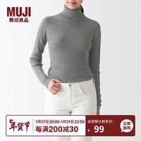 無印良品 無印良品 MUJI 女式 罗纹可水洗高领毛衣 长袖打底针织衫上衣毛衫BAG01A1A 灰色