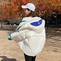 NASA LEAP 冬季c字母针织袖口面包棉服2023新款女时尚小个子宽松短外套 白色 XL