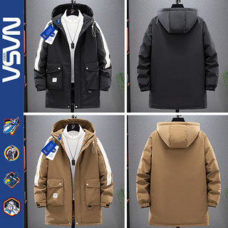 NASA GOOD男装冬季中长款羽绒服男款宽松大码男士保暖百搭休闲外套袄子 黑色 6XL
