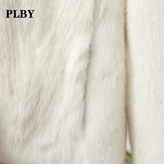 PLBY水貂皮大衣女式整貂皮草短款外套时尚V领年轻款 本白色 M