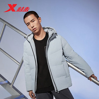 XTEP 特步 羽绒服男秋冬厚款防风外套877429190036 奶灰色 L