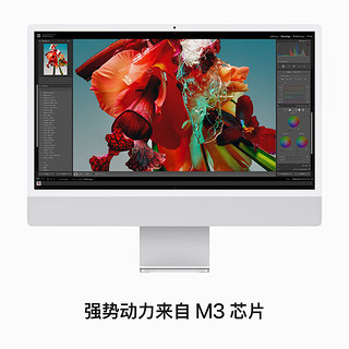 Apple iMac 24英寸 银色 4.5K屏 8核M3芯片(8核图形处理器) 8G 256G SSD 一体机办公电脑主机 MQR93CH/A