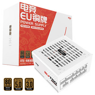 爱国者（aigo）电竞EU750 全模组电源 80PLUS铜牌认证 ATX3.0 台式机电脑主机电源 白色