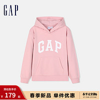 Gap男女童春季2024LOGO宽松运动连帽衫儿童装套头卫衣400075 粉红色 150cm(L)亚洲尺码