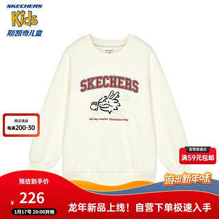 Skechers斯凯奇童装新年款男女童针织圆领落肩卫衣红龙年衣服L124K046 165