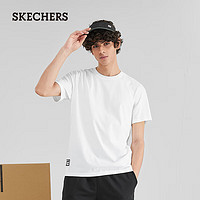 斯凯奇（Skechers）吸湿速干短袖男针织休闲凉感T恤衫L223M075 亮白色/0019 XXL