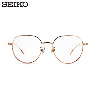 精工(SEIKO)眼镜框女士合金商务斯文时尚眼镜架AE5007 001 万新防蓝光1.56 001-玫瑰金色