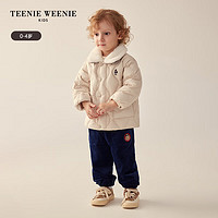 Teenie Weenie Kids小熊童装24春季男宝宝毛绒翻领菱格羽绒服 象牙白 100cm