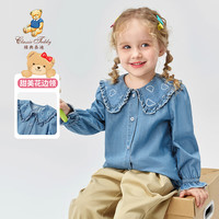 Classic Teddy精典泰迪童装女童衬衫儿童牛仔衬衣中小童纯棉上衣 牛仔蓝 110