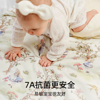 嫚熙（EMXEE）纱罗盖毯桑蚕丝天竹纱罗被宝宝盖被 大鹅茶会 110*140cm