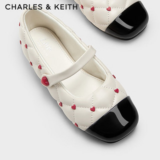 CHARLES&KEITH24春季爱心玛丽珍鞋童鞋CK9-70900087-1 粉白色Chalk 34码