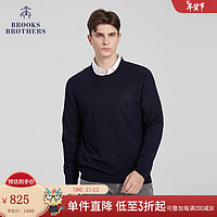 布克兄弟（BrooksBrothers）男士春秋美利奴羊毛圆领针织衫 4004-蓝色 XL