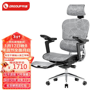 有谱E20 双背 人体工学椅电脑椅办公椅老板椅可躺舒适午休久坐 灰色+（龙纹）美国网+躺舒宝