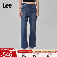 李 Lee24早春新品426修身高腰微喇中蓝色女牛仔裤潮流LWB100426101 中蓝色(裤长27) 2