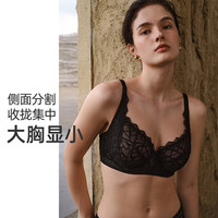 遐女士性感文胸大胸罩杯无钢圈轻薄舒适胸罩防凸点不空杯三角斑纹 黑色 C75