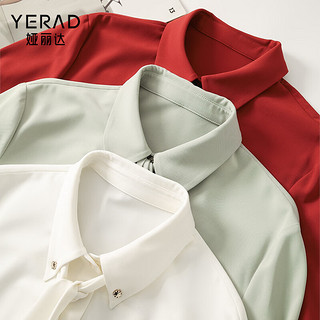 娅丽达（YERAD）设计感法式气质飘带衬衫女长袖春季2024缎面垂感小上衣 绿色(E0)-浅水绿 L