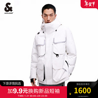 杰克琼斯 杰克·琼斯（JACK&JONES）略宽松时尚潮流抽身可调节连帽羽绒外套223412078 A06本白色 170/92A/S