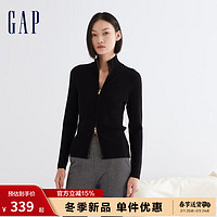 Gap女装冬季2023时尚罗纹针织半高领针织衫836390宽松毛衣 黑色 170/88A(L)亚洲尺码