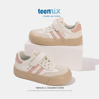 天美意（TEENMIX）天美意童鞋儿童滑板鞋2024春季小孩休闲鞋女童运动鞋中大童潮 米/粉 单层  26码